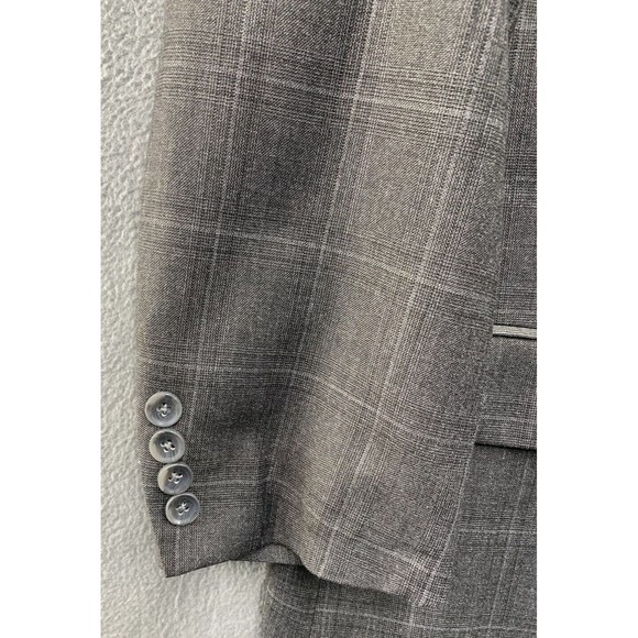 BOCACCIO UOMO Sports Coat 46R Solid Gray Formal Cross Hatch Blazer Suit Jacket - Picture 12 of 16